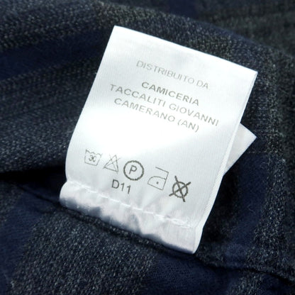 【中古】ギローバー GUY ROVER コットン チェック ホリゾンタルカラー カジュアルシャツ ネイビーxグレー【 M 】【 状態ランクB 】【 メンズ 】