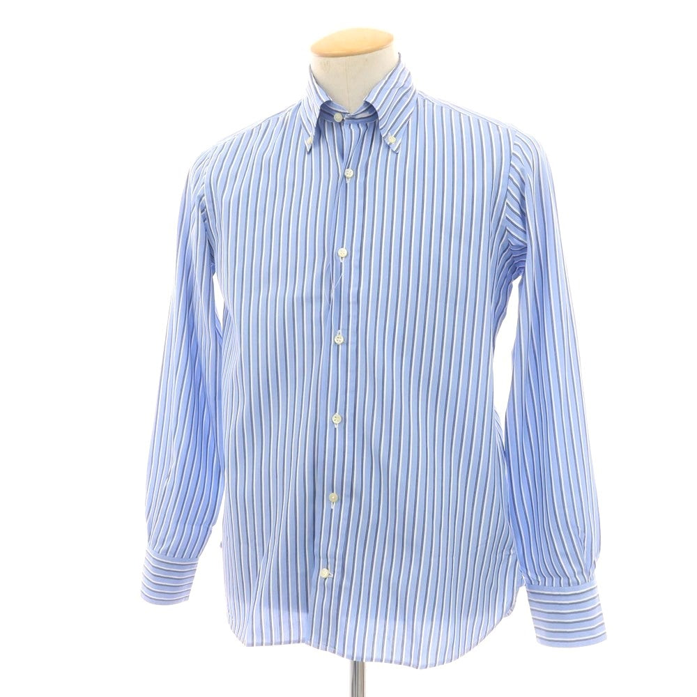 【中古】カミチェリア チェネーゼ CAMICERIA THIENESE コットン ストライプ ボタンダウン カジュアルシャツ ライトブルーxホワイト【サイズS】【 状態ランクB 】【 メンズ 】[CPD]