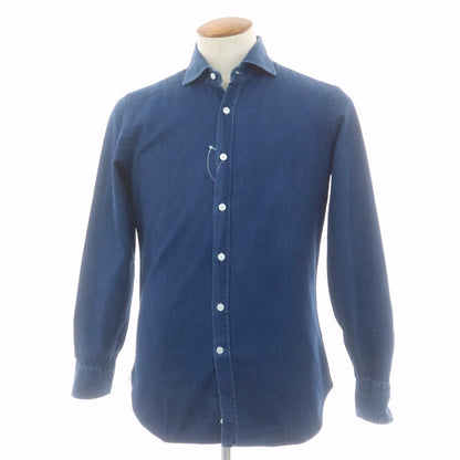 【中古】マリアサンタンジェロ Maria Santangelo シャンブレー カジュアルシャツ ライトネイビー【 Ｍ 】【 状態ランクC 】【 メンズ 】