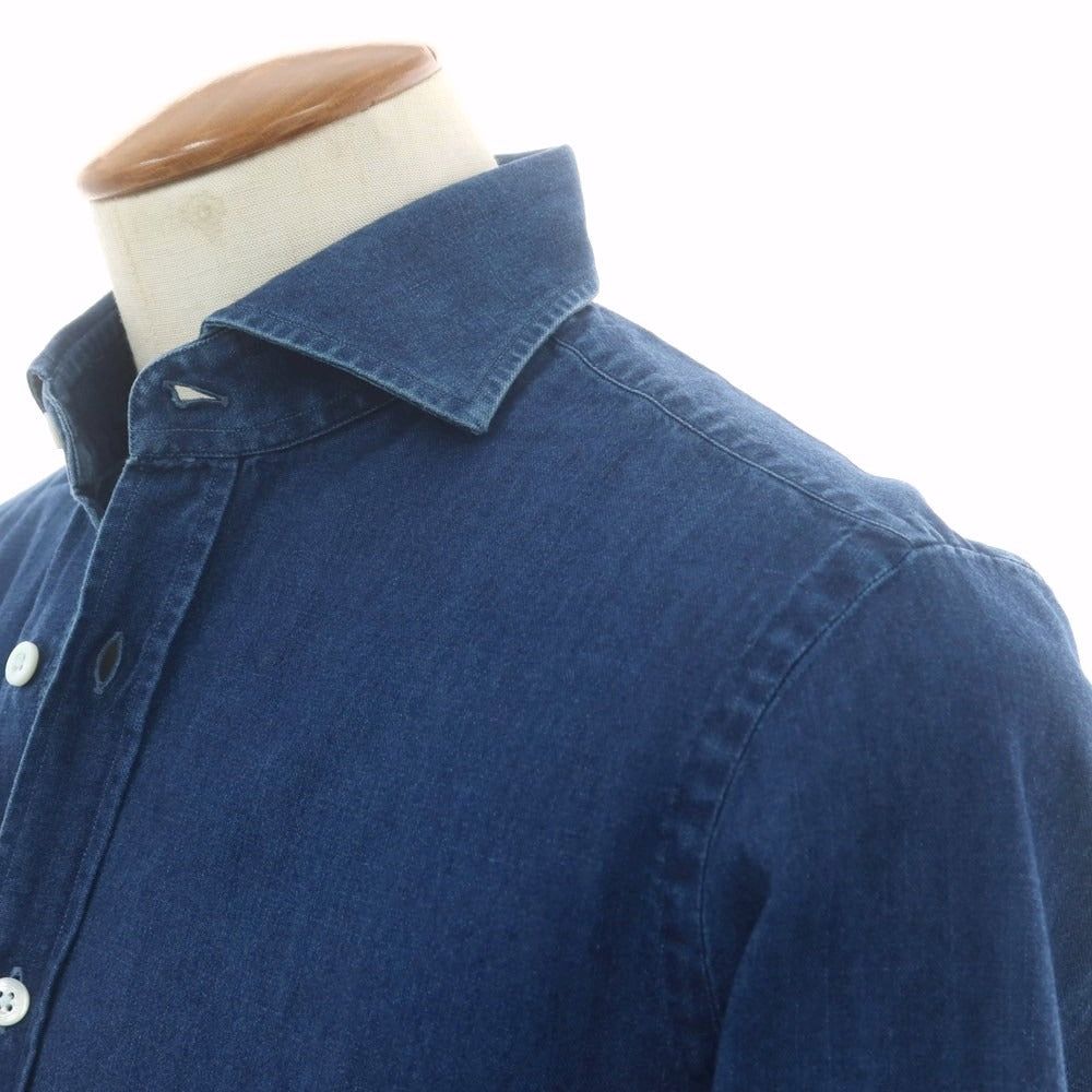 【中古】マリアサンタンジェロ Maria Santangelo シャンブレー カジュアルシャツ ライトネイビー【 Ｍ 】【 状態ランクC 】【 メンズ 】