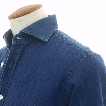 【中古】マリアサンタンジェロ Maria Santangelo シャンブレー カジュアルシャツ ライトネイビー【 Ｍ 】【 状態ランクC 】【 メンズ 】