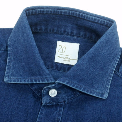 【中古】マリアサンタンジェロ Maria Santangelo シャンブレー カジュアルシャツ ライトネイビー【 Ｍ 】【 状態ランクC 】【 メンズ 】