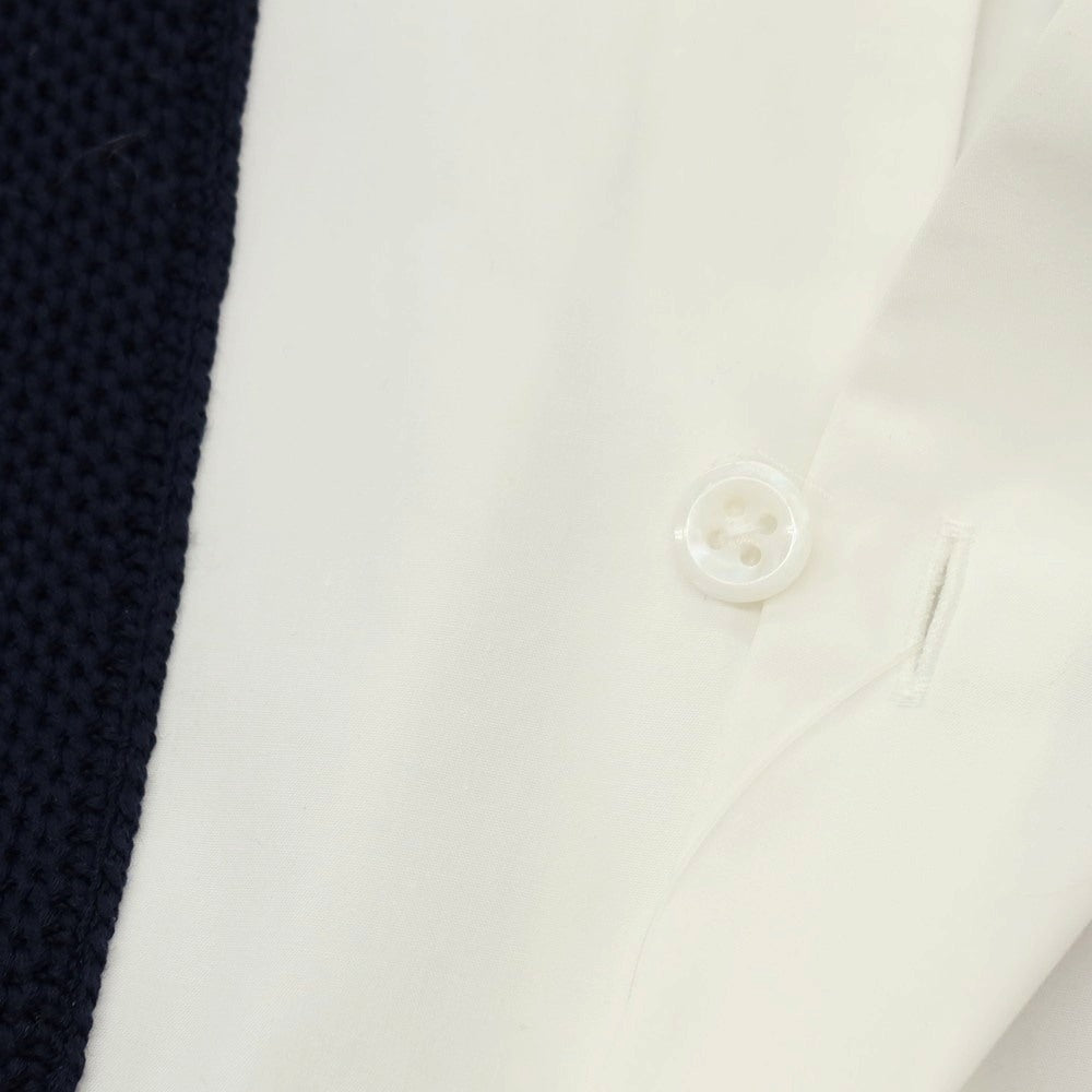 【中古】トゥモローランド TOMORROWLAND tricot コットンポリエステル ニット切り替え 半袖シャツ ホワイトxネイビー【サイズXS】【 状態ランクC 】【 メンズ 】