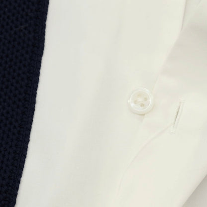 【中古】トゥモローランド TOMORROWLAND tricot コットンポリエステル ニット切り替え 半袖シャツ ホワイトxネイビー【サイズXS】【 状態ランクC 】【 メンズ 】