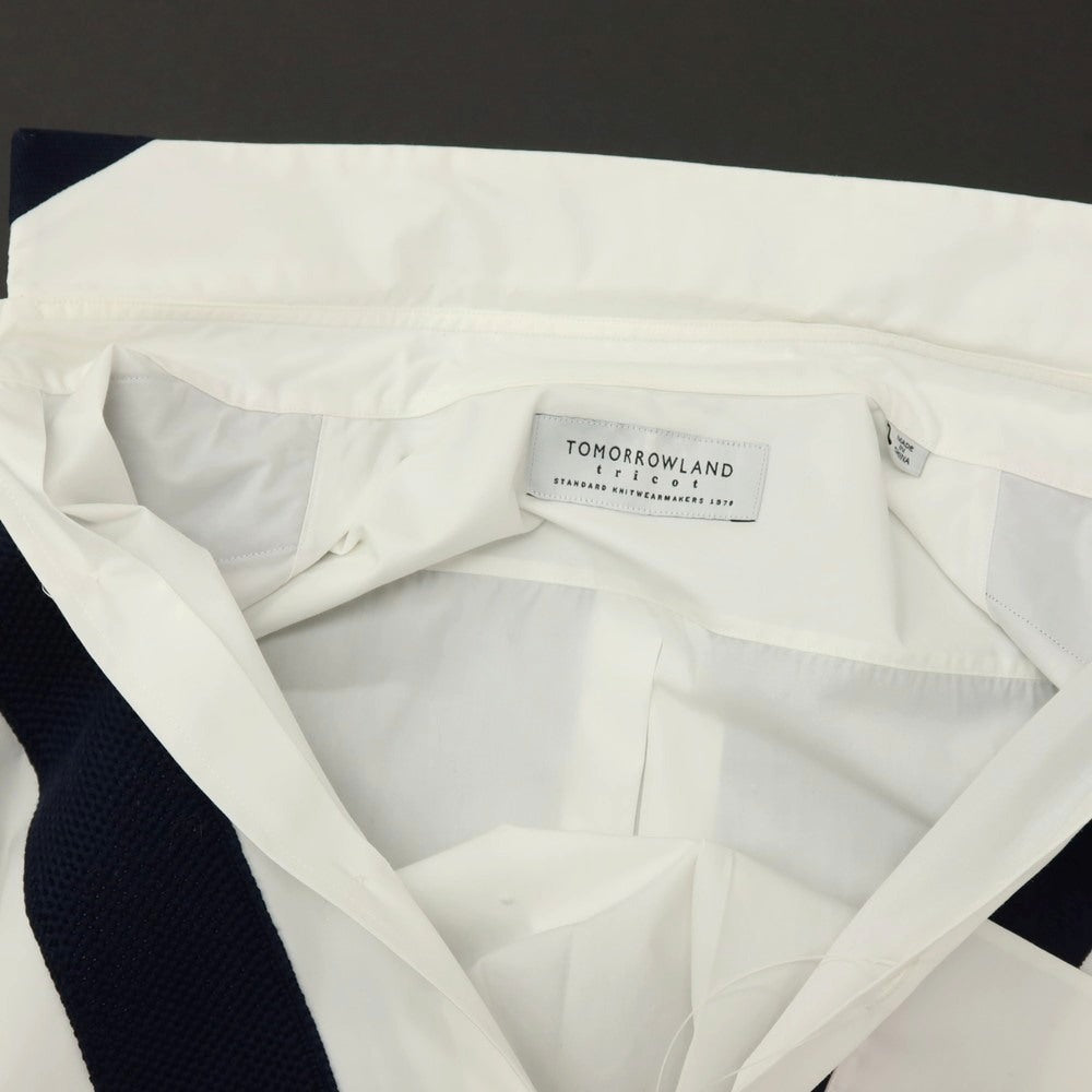 【中古】トゥモローランド TOMORROWLAND tricot コットンポリエステル ニット切り替え 半袖シャツ ホワイトxネイビー【サイズXS】【 状態ランクC 】【 メンズ 】