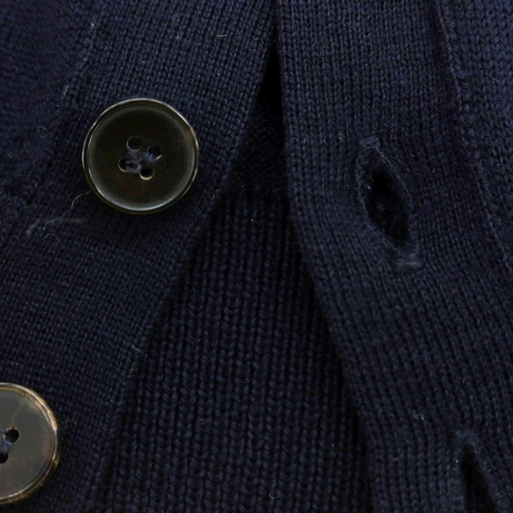 【中古】ロベルトコリーナ ROBERTO COLLINA ハイゲージ ウール カーディガン ネイビー【 46 】【 状態ランクC 】【 メンズ 】