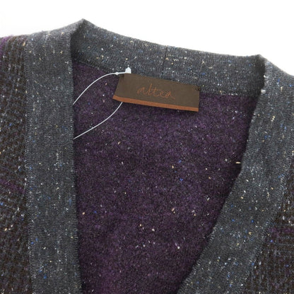 【中古】アルテア Altea ウールコットンナイロンシルク チェック カーディガン ブラウンxグレー【 S 】【 状態ランクB 】【 メンズ 】