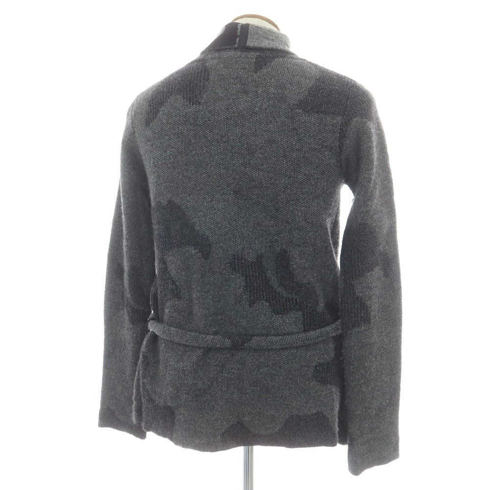 【中古】ヌール noue-rue ウールナイロン ショールカラー ガウン型 カーディガン グレーxブラック【 46 】【 状態ランクC 】【 メンズ 】