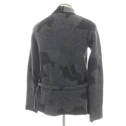 【中古】ヌール noue-rue ウールナイロン ショールカラー ガウン型 カーディガン グレーxブラック【 46 】【 状態ランクC 】【 メンズ 】