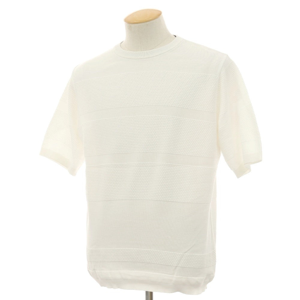 【中古】トゥモローランド TOMORROWLAND tricot-T コットン系 クルーネック 半袖 プルオーバーニット ホワイト【サイズ表記なし（S位）】【 状態ランクC 】【 メンズ 】