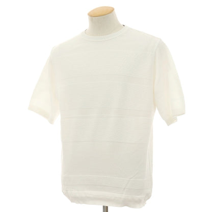 【中古】トゥモローランド TOMORROWLAND tricot-T コットン系 クルーネック 半袖 プルオーバーニット ホワイト【サイズ表記なし（S位）】【 状態ランクC 】【 メンズ 】