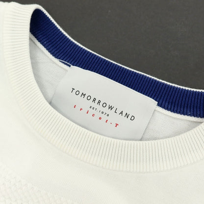 【中古】トゥモローランド TOMORROWLAND tricot-T コットン系 クルーネック 半袖 プルオーバーニット ホワイト【サイズ表記なし（S位）】【 状態ランクC 】【 メンズ 】