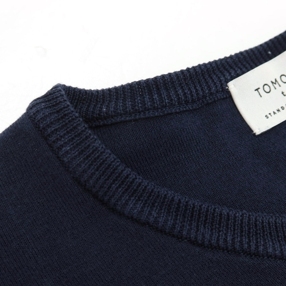 【中古】トゥモローランド TOMORROWLAND tricot コットン ボーダー切り替え クルーネック 半袖 プルオーバーニット ネイビーxホワイト【サイズS】【 状態ランクC 】【 メンズ 】