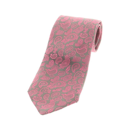 【中古】シャルベ CHARVET シルク ペイズリー柄ネクタイ グレーxピンク【 状態ランクB 】【 メンズ 】