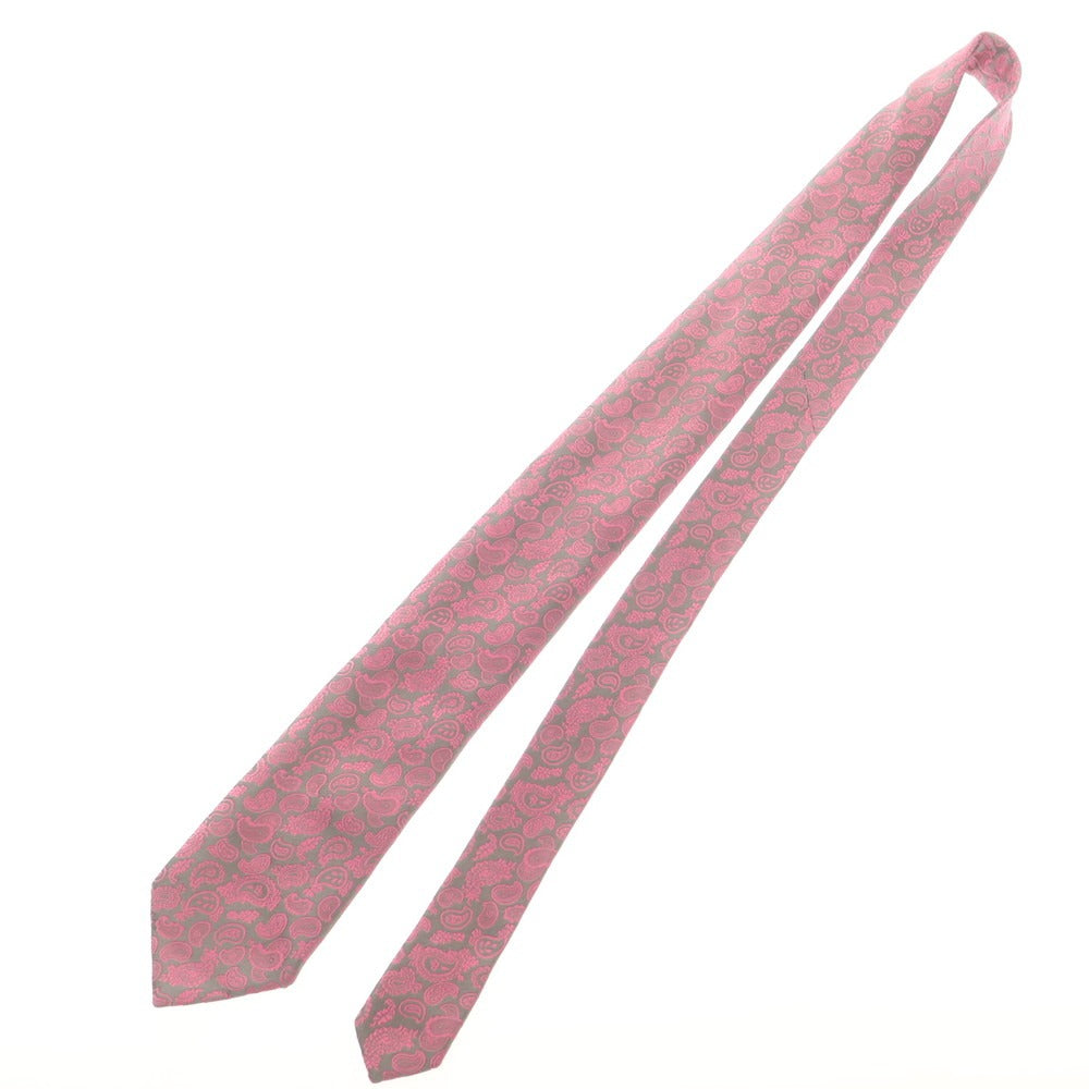 【中古】シャルベ CHARVET シルク ペイズリー柄ネクタイ グレーxピンク【 状態ランクB 】【 メンズ 】