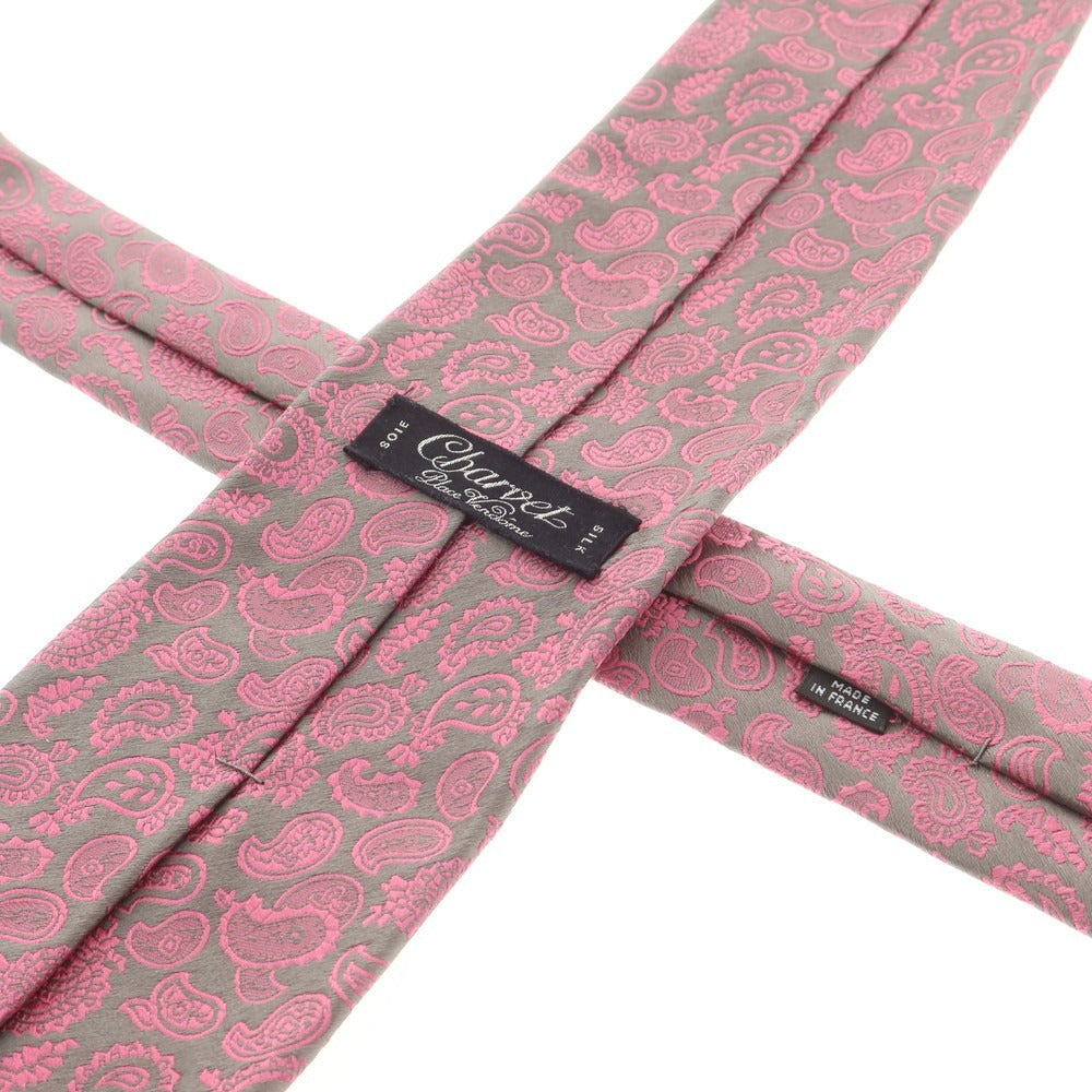 【中古】シャルベ CHARVET シルク ペイズリー柄ネクタイ グレーxピンク【 状態ランクB 】【 メンズ 】