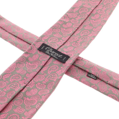 【中古】シャルベ CHARVET シルク ペイズリー柄ネクタイ グレーxピンク【 状態ランクB 】【 メンズ 】