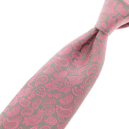 【中古】シャルベ CHARVET シルク ペイズリー柄ネクタイ グレーxピンク【 状態ランクB 】【 メンズ 】