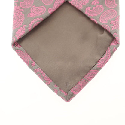 【中古】シャルベ CHARVET シルク ペイズリー柄ネクタイ グレーxピンク【 状態ランクB 】【 メンズ 】