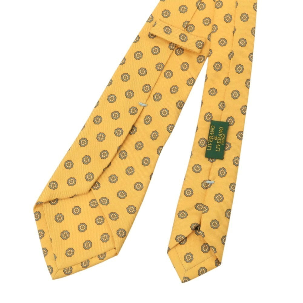 【中古】リベラーノ&amp;リベラーノ LIVERANO&amp;LIVERANO シルク プリント 小紋柄ネクタイ イエローxグレー【 状態ランクB 】【 メンズ 】
