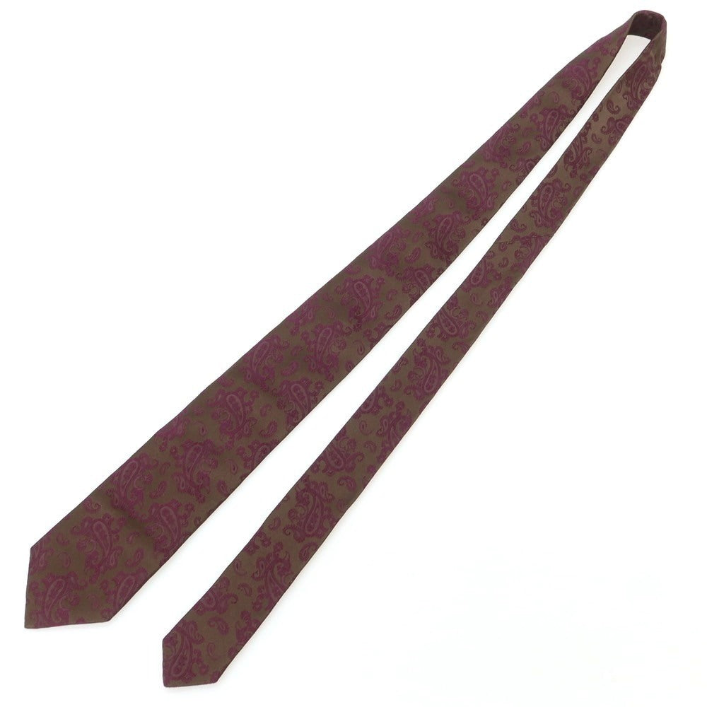 【中古】ルイジ ボレッリ Luigi Borrelli シルク ペイズリー柄ネクタイ ブラウンxパープル【 状態ランクB 】【 メンズ 】