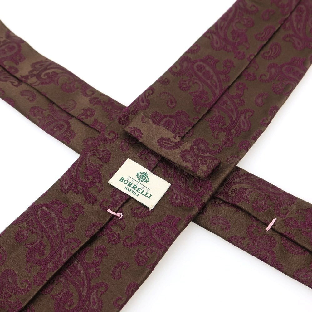 【中古】ルイジ ボレッリ Luigi Borrelli シルク ペイズリー柄ネクタイ ブラウンxパープル【 状態ランクB 】【 メンズ 】