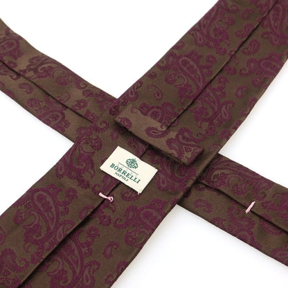 【中古】ルイジ ボレッリ Luigi Borrelli シルク ペイズリー柄ネクタイ ブラウンxパープル【 状態ランクB 】【 メンズ 】