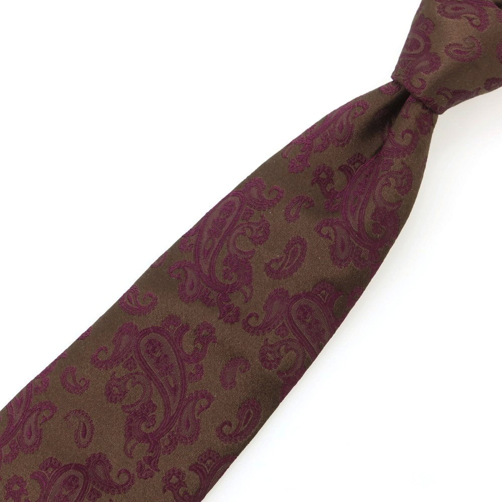 【中古】ルイジ ボレッリ Luigi Borrelli シルク ペイズリー柄ネクタイ ブラウンxパープル【 状態ランクB 】【 メンズ 】