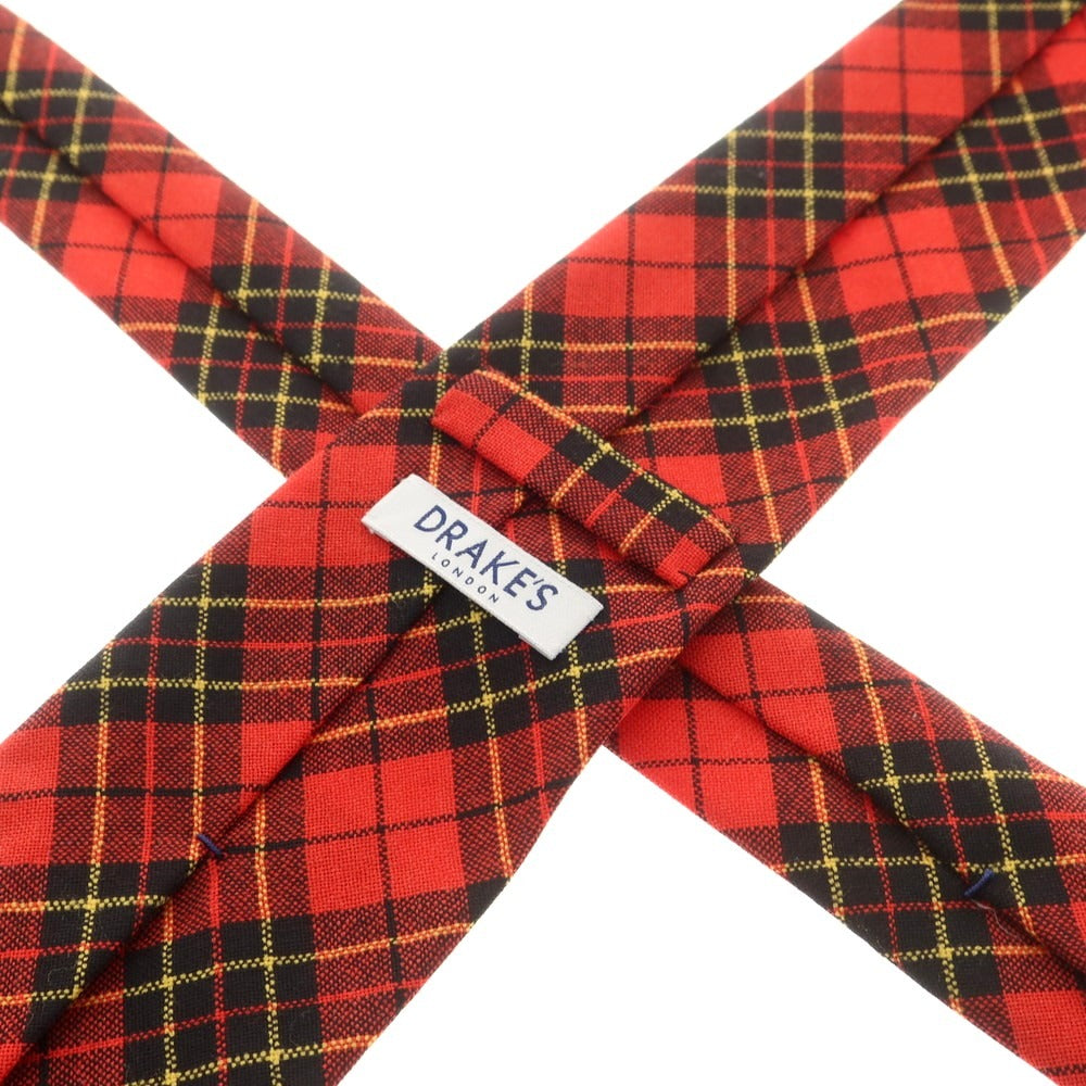 【中古】ドレイクス DRAKES ウール チェック柄ネクタイ レッドxブラック【 状態ランクB 】【 メンズ 】 [CPD]