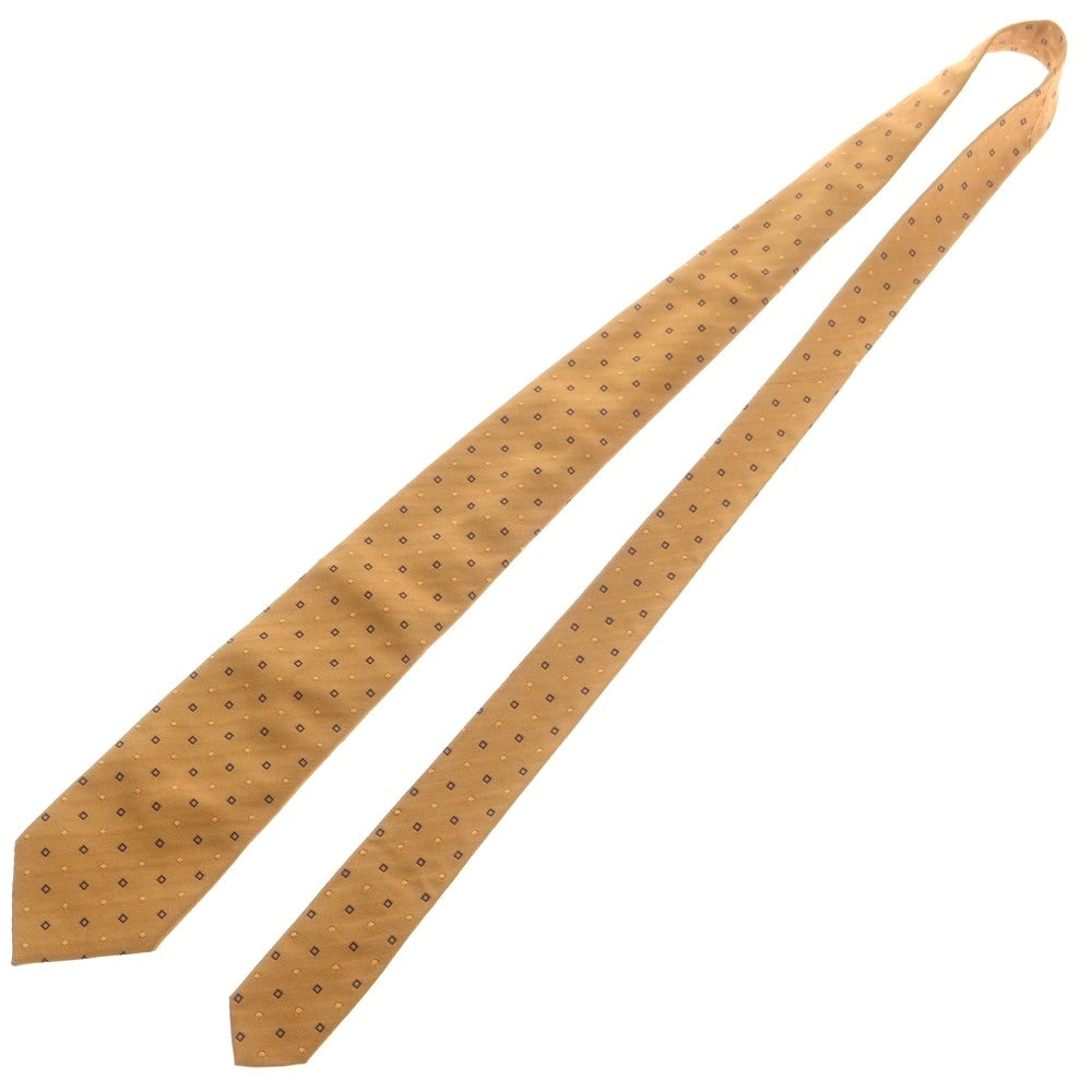 【中古】ドレイクス DRAKES シルク 小紋柄ネクタイ ベージュxネイビー【 状態ランクB 】【 メンズ 】