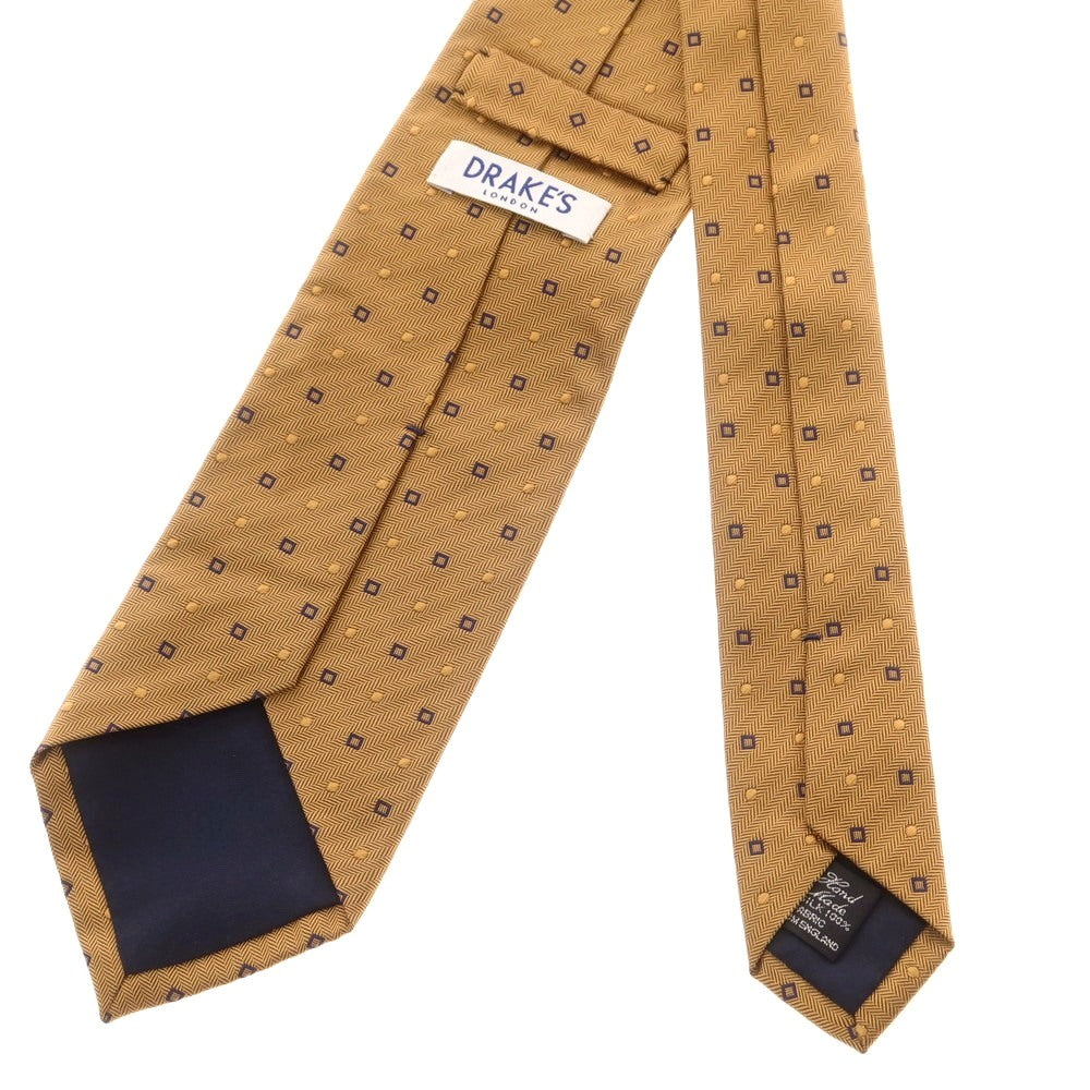 【中古】ドレイクス DRAKES シルク 小紋柄ネクタイ ベージュxネイビー【 状態ランクB 】【 メンズ 】