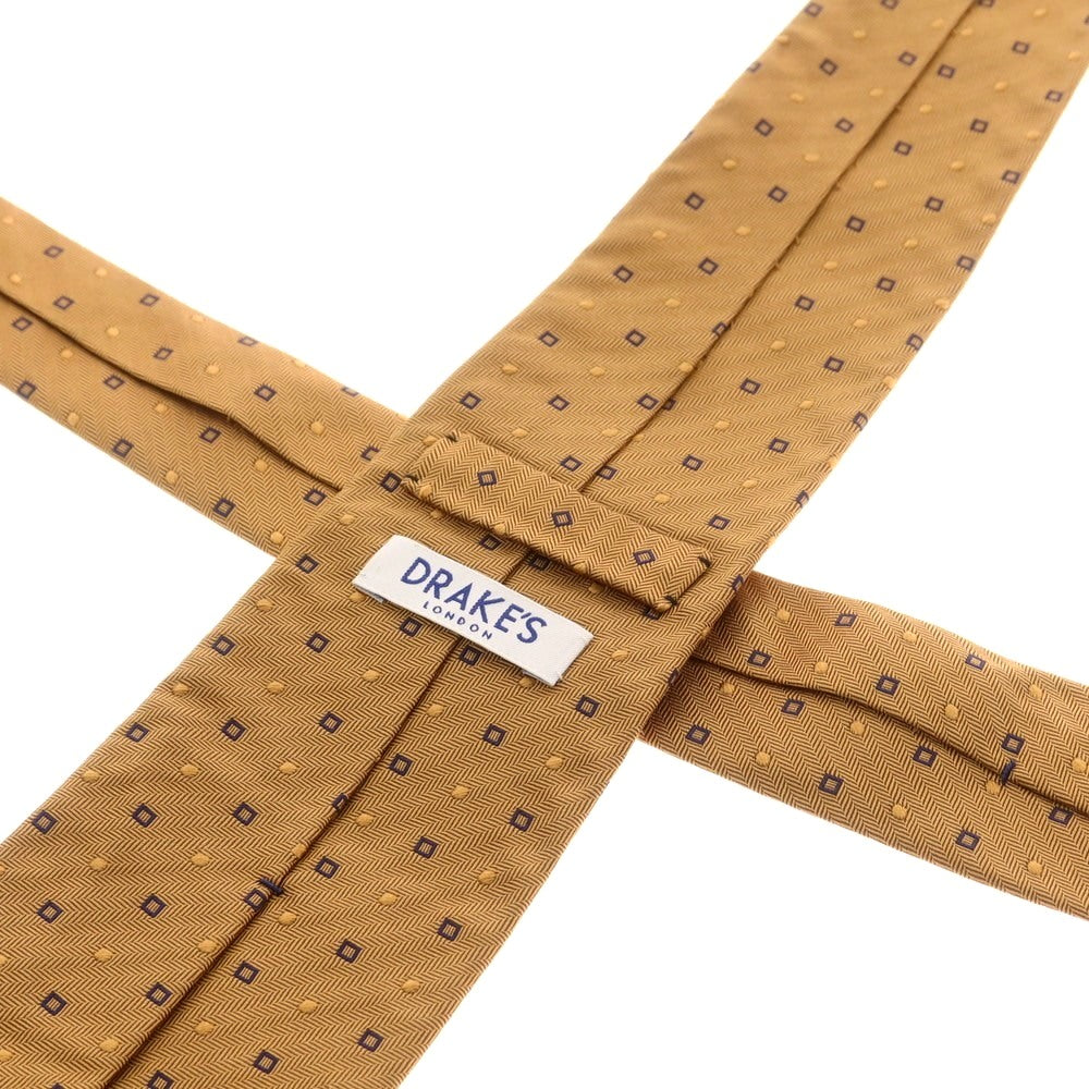 【中古】ドレイクス DRAKES シルク 小紋柄ネクタイ ベージュxネイビー【 状態ランクB 】【 メンズ 】