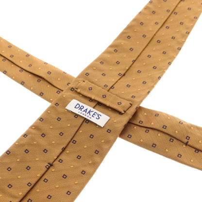 【中古】ドレイクス DRAKES シルク 小紋柄ネクタイ ベージュxネイビー【 状態ランクB 】【 メンズ 】