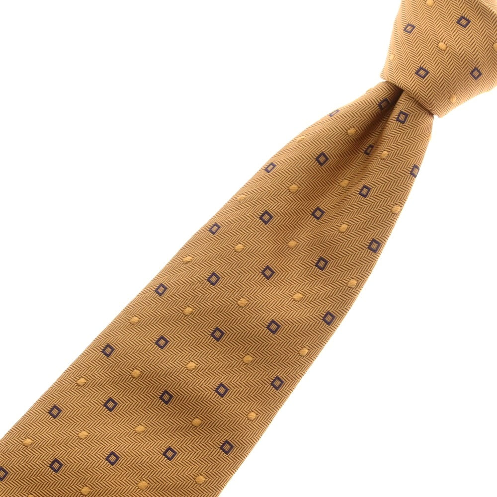 【中古】ドレイクス DRAKES シルク 小紋柄ネクタイ ベージュxネイビー【 状態ランクB 】【 メンズ 】