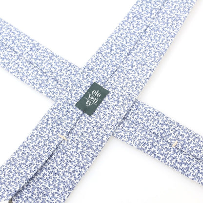 【中古】イレブンティ eleventy コットンリネン プリント ネクタイ ネイビーxホワイト【 状態ランクB 】【 メンズ 】