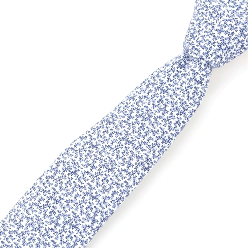 【中古】イレブンティ eleventy コットンリネン プリント ネクタイ ネイビーxホワイト【 状態ランクB 】【 メンズ 】