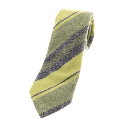 【中古】ジエレ GIERRE BEAMS F別注 カシミヤ ストライプ柄ネクタイ ライトグリーンxネイビー【 状態ランクB 】【 メンズ 】