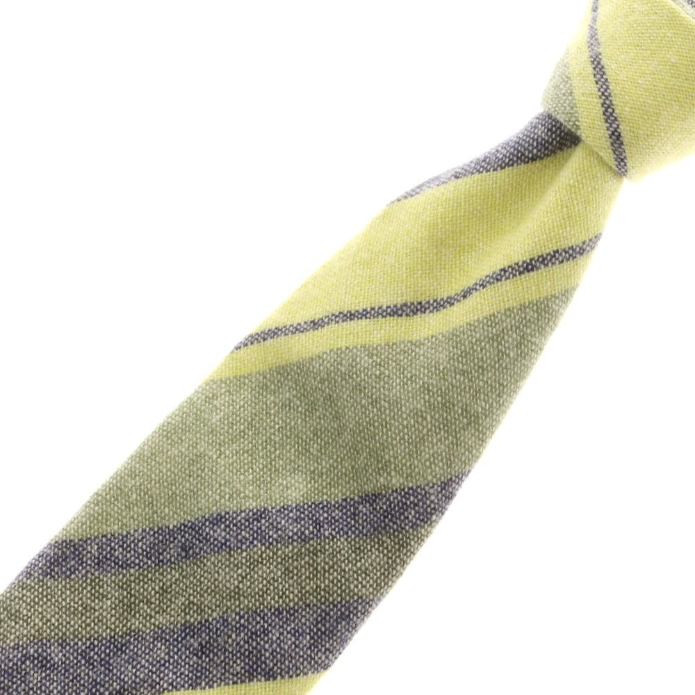 【中古】ジエレ GIERRE BEAMS F別注 カシミヤ ストライプ柄ネクタイ ライトグリーンxネイビー【 状態ランクB 】【 メンズ 】 [CPD]