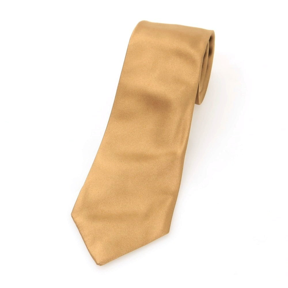 【中古】ペトロニウス PETRONIUS BEAMS F別注 シルクコットン 無地ネクタイ ベージュゴールド【 状態ランクB 】【 メンズ 】 [APD]