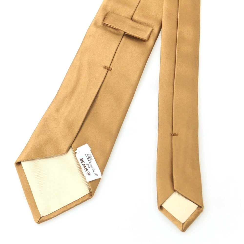 【中古】ペトロニウス PETRONIUS BEAMS F別注 シルクコットン 無地ネクタイ ベージュゴールド【 状態ランクB 】【 メンズ 】 [APD]