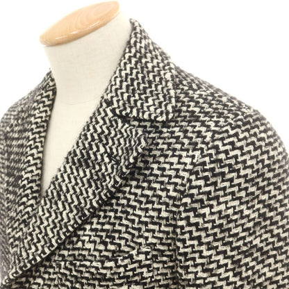 【中古】タリアトーレ TAGLIATORE コットンアルパカモヘヤウールナイロン チェスターフィールドコート ブラックxホワイト【 42 】【 状態ランクC 】【 メンズ 】