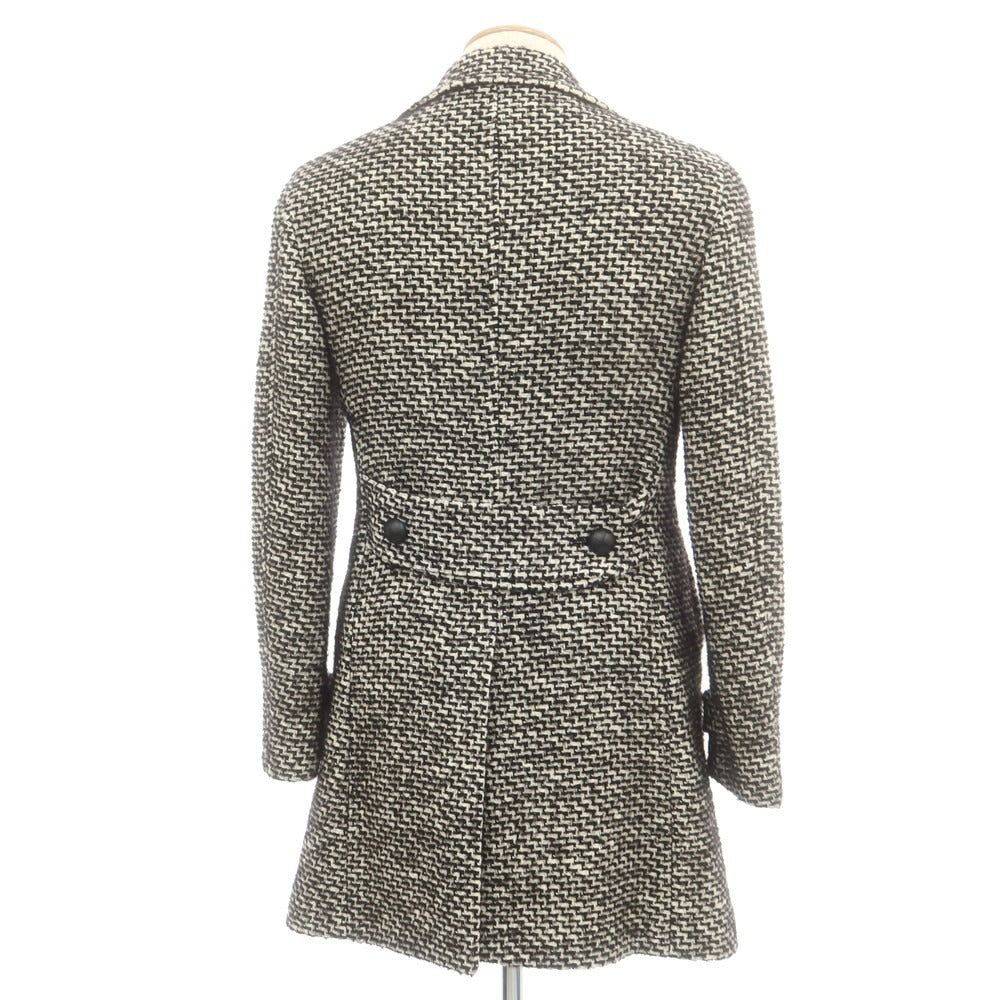 【中古】タリアトーレ TAGLIATORE コットンアルパカモヘヤウールナイロン チェスターフィールドコート ブラックxホワイト【 42 】【 状態ランクC 】【 メンズ 】