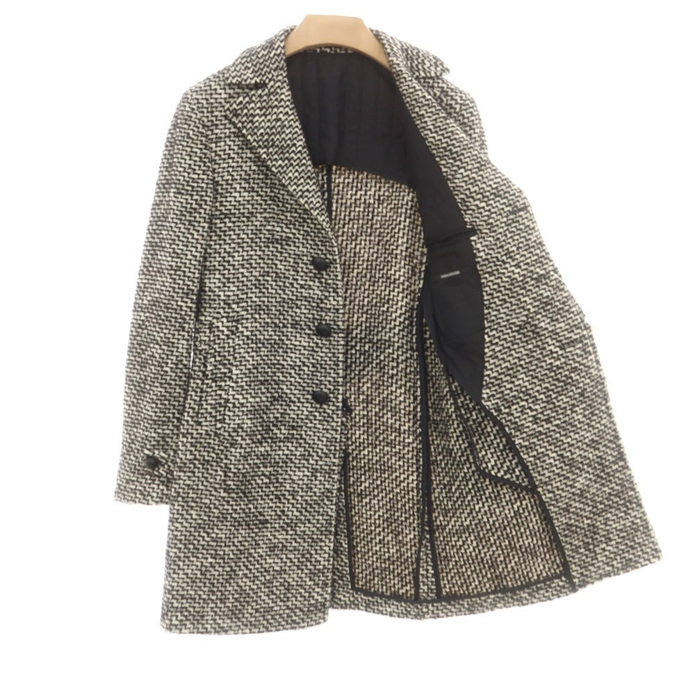 【中古】タリアトーレ TAGLIATORE コットンアルパカモヘヤウールナイロン チェスターフィールドコート ブラックxホワイト【 42 】【 状態ランクC 】【 メンズ 】