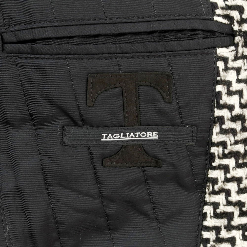 【中古】タリアトーレ TAGLIATORE コットンアルパカモヘヤウールナイロン チェスターフィールドコート ブラックxホワイト【 42 】【 状態ランクC 】【 メンズ 】
