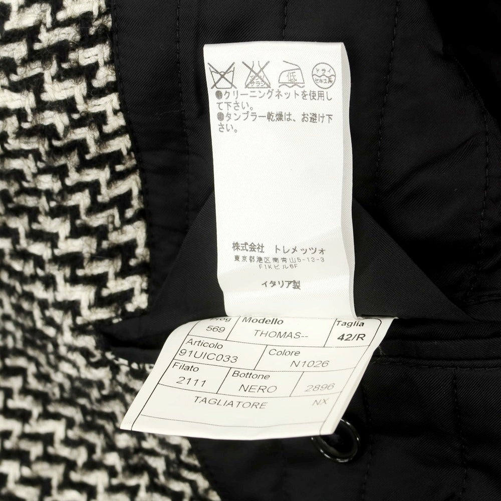 【中古】タリアトーレ TAGLIATORE コットンアルパカモヘヤウールナイロン チェスターフィールドコート ブラックxホワイト【 42 】【 状態ランクC 】【 メンズ 】