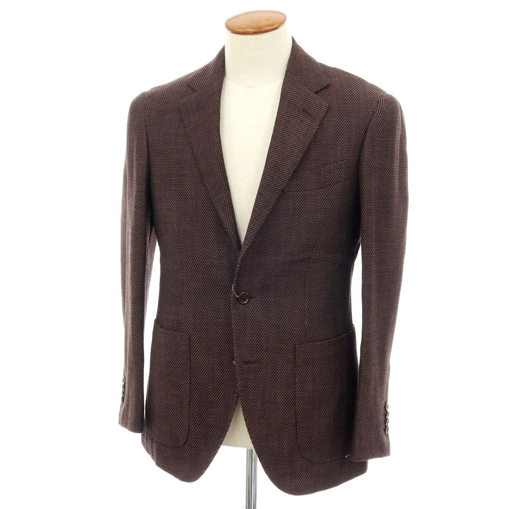 【中古】ビームスエフ BEAMS F コットンナイロン 3B テーラードジャケット ブラウンxブラック【サイズ46】【 状態ランクB 】【 メンズ 】