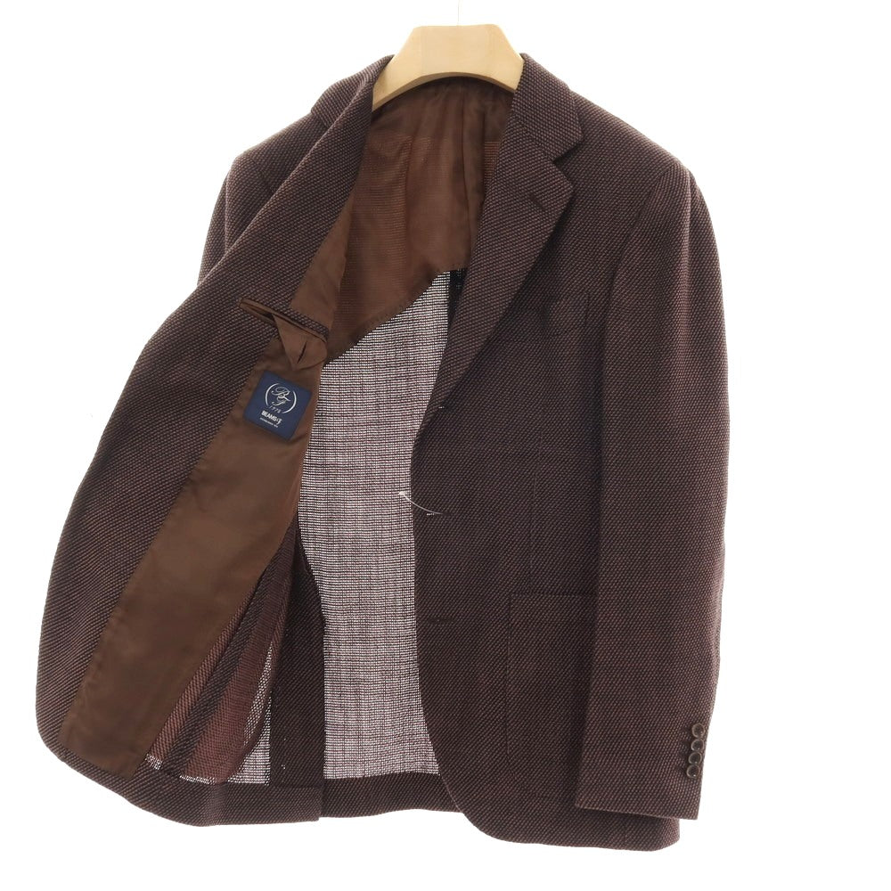 【中古】ビームスエフ BEAMS F コットンナイロン 3B テーラードジャケット ブラウンxブラック【サイズ46】【 状態ランクB 】【 メンズ 】