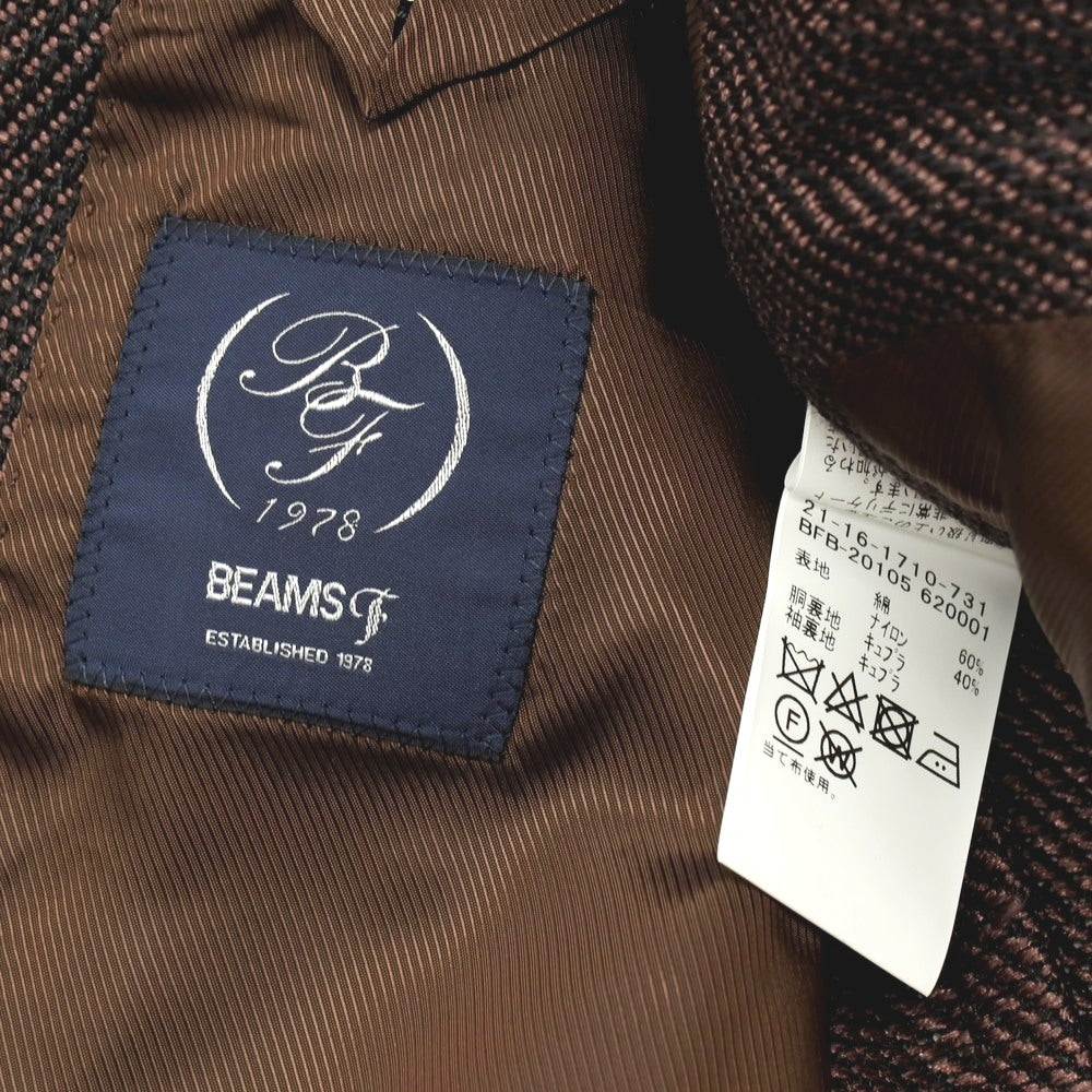 【中古】ビームスエフ BEAMS F コットンナイロン 3B テーラードジャケット ブラウンxブラック【サイズ46】【 状態ランクB 】【 メンズ 】