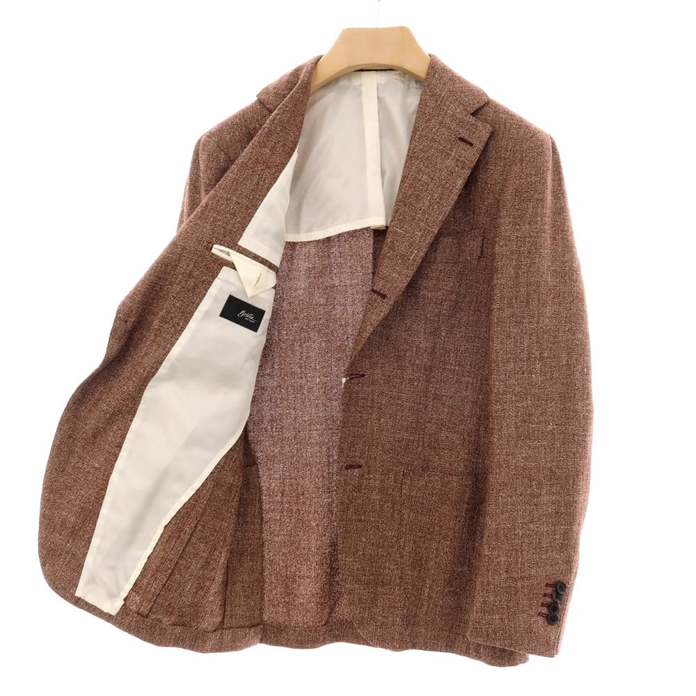 【中古】ブリッラ ペル イル グスト Brilla per il gusto シルクリネンウールモヘヤ 3B テーラードジャケット マルーン系【サイズ46】【 状態ランクB 】【 メンズ 】