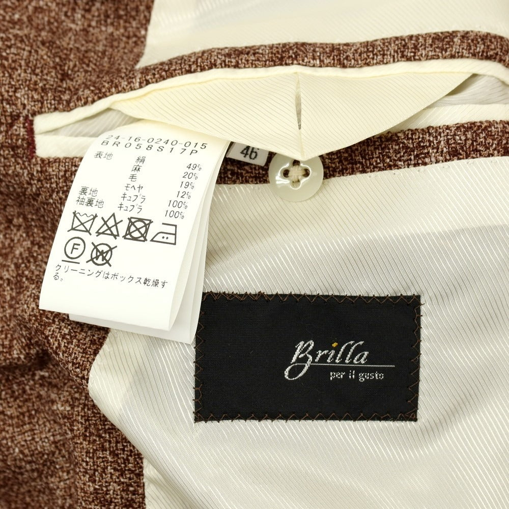 【中古】ブリッラ ペル イル グスト Brilla per il gusto シルクリネンウールモヘヤ 3B テーラードジャケット マルーン系【サイズ46】【 状態ランクB 】【 メンズ 】